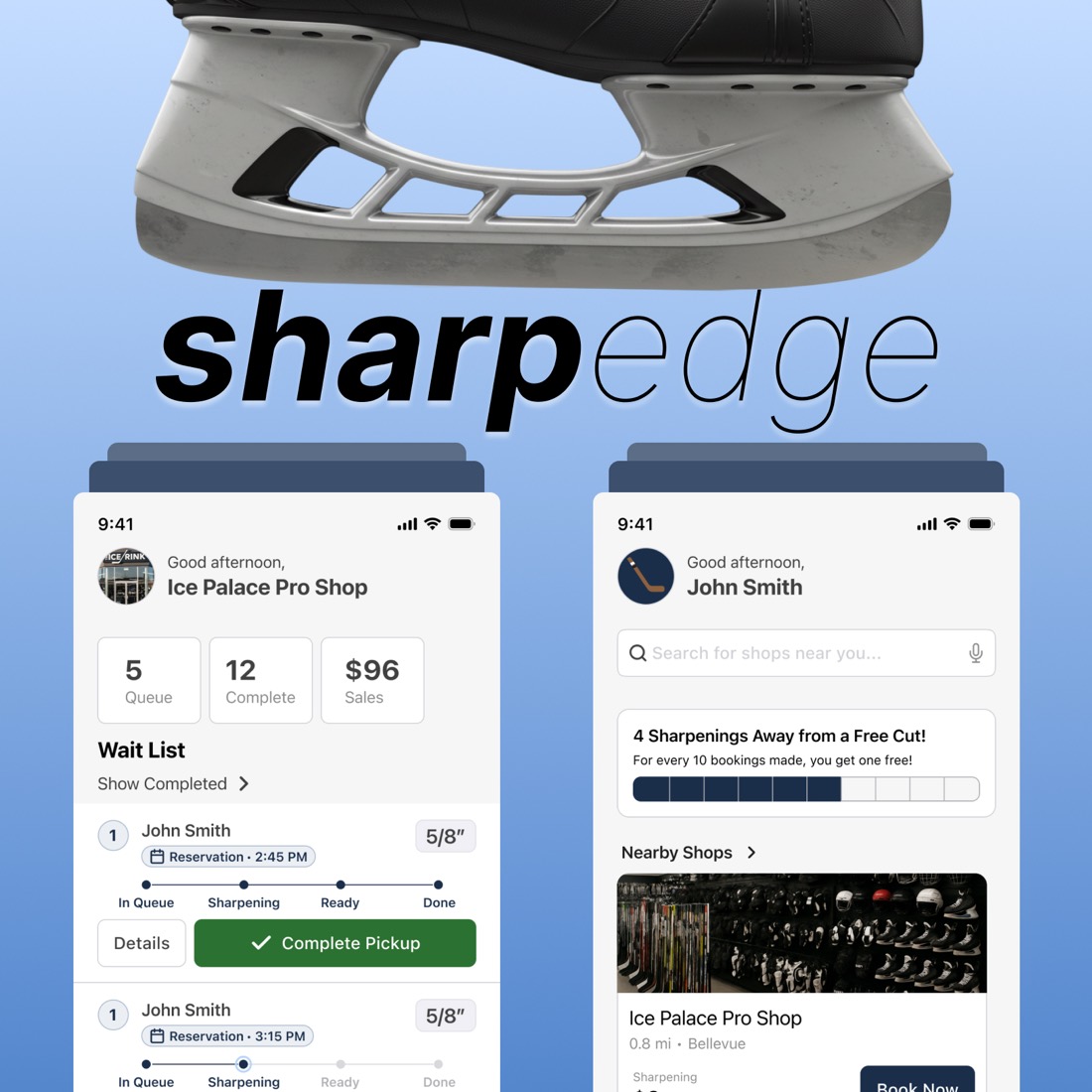 SharpEdge app for finding skate sharpening